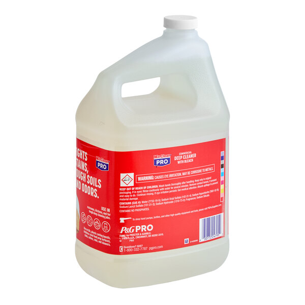 A 1-gallon container of Mr. Clean Professional Commercial Deep Cleaner with Bleach.