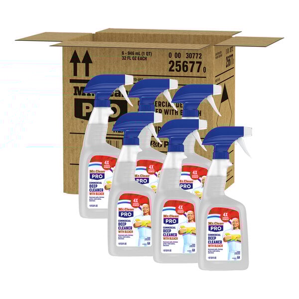 A case of six 32 fl. oz. spray bottles of Mr. Clean Professional Deep Cleaner with Bleach.