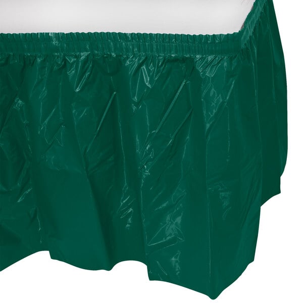 Creative Converting 14' x 29" Hunter Green Disposable Plastic Table Skirt - 6/Case