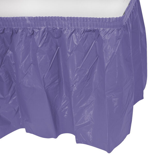 Creative Converting 14' x 29" Purple Disposable Plastic Table Skirt - 6/Case