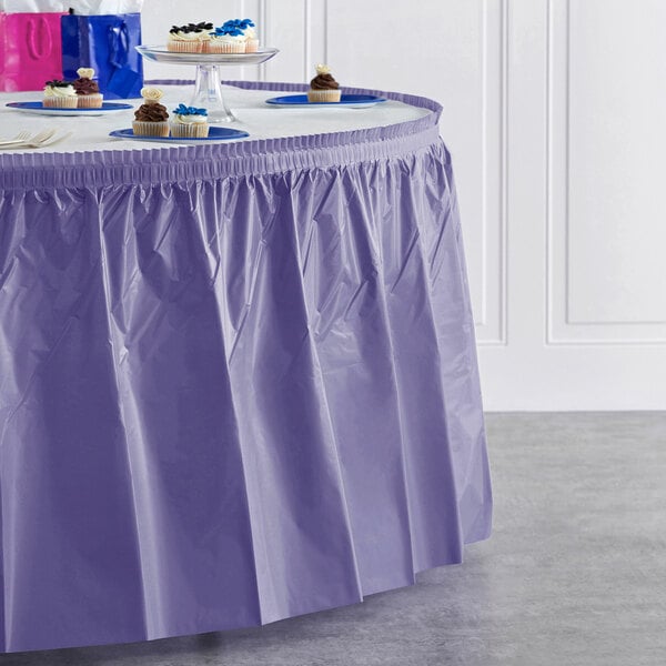 Creative Converting 14' x 29" Purple Disposable Plastic Table Skirt - 6/Case