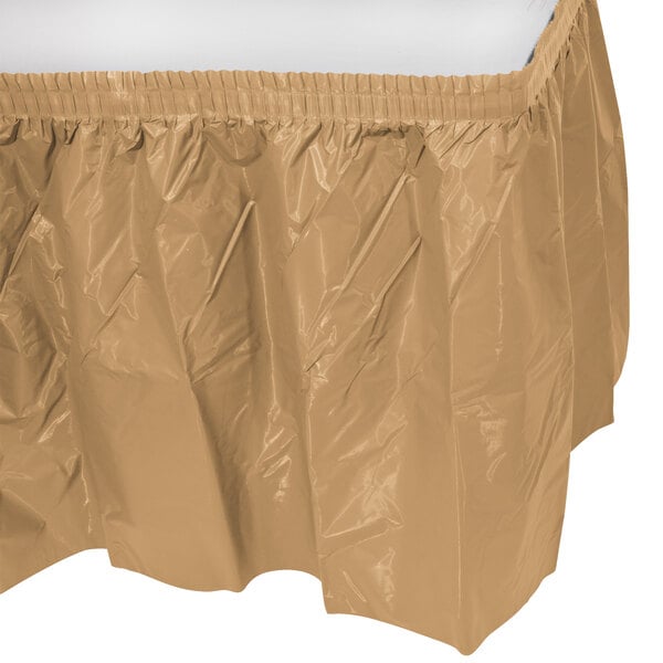 Creative Converting 14' x 29" Glittering Gold Disposable Plastic Table Skirt - 6/Case