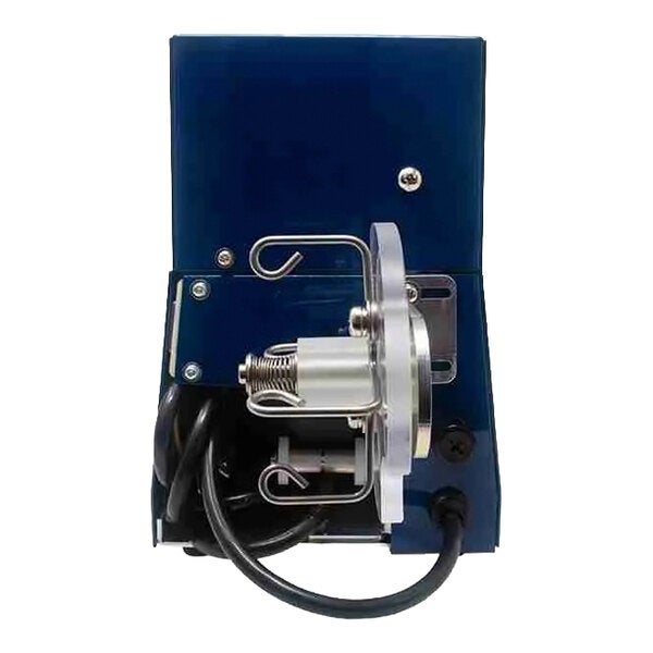 A semi-automatic L-clip tape applicator machine with a blue housing and metal components.