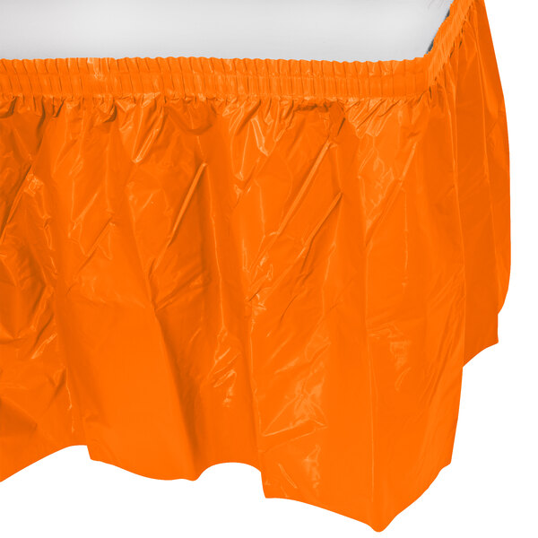 Creative Converting 14' x 29" Sunkissed Orange Disposable Plastic Table Skirt - 6/Case