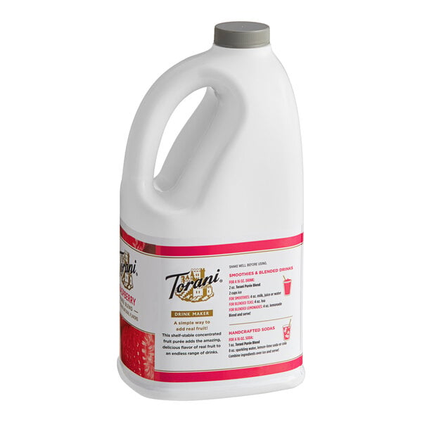 A 64 fl. oz. bottle of Torani Raspberry Puree Blend.