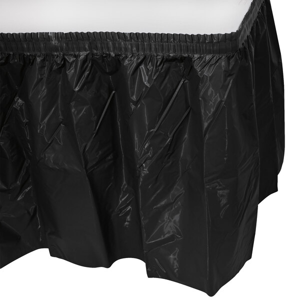 Creative Converting 14' x 29" Black Velvet Disposable Plastic Table Skirt - 6/Case