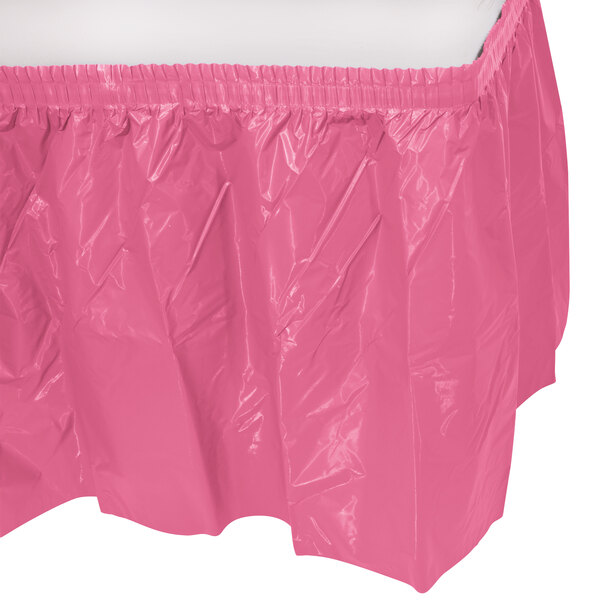 Creative Converting 14' x 29" Candy Pink Disposable Plastic Table Skirt - 6/Case