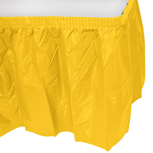 Creative Converting 14' x 29" School Bus Yellow Disposable Plastic Table Skirt - 6/Case