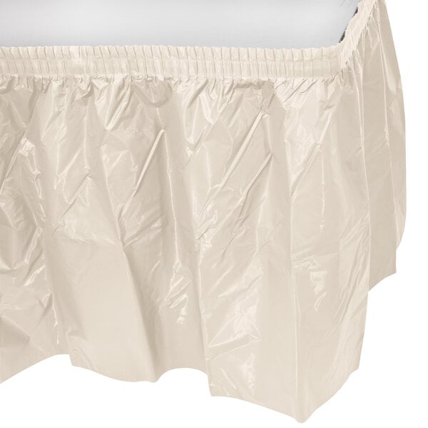 Creative Converting 14' x 29" Ivory Disposable Plastic Table Skirt - 6/Case
