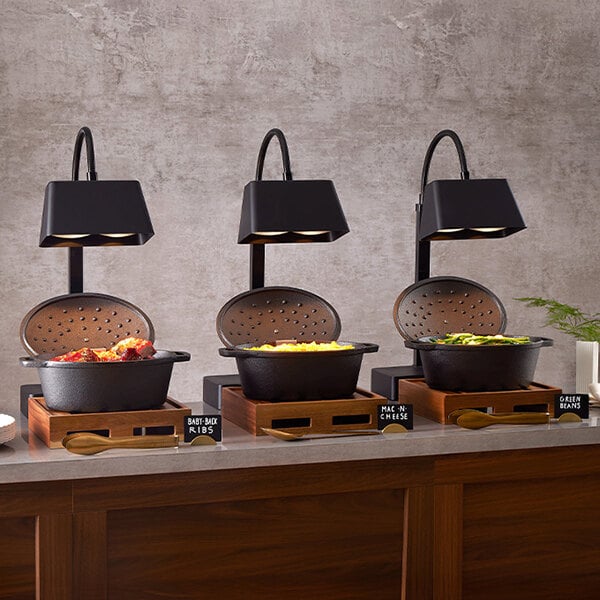 American Metalcraft BBLL1 BuffetBoost LumaLamp 10" x 24" Black 2-Bulb Heat Lamp with Flexible Arm - 120V, 140W