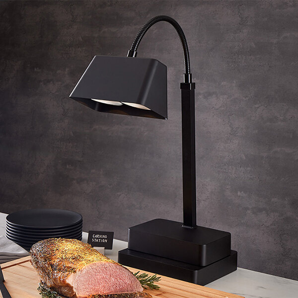 American Metalcraft BBLL1 BuffetBoost LumaLamp 10" x 24" Black 2-Bulb Heat Lamp with Flexible Arm - 120V, 140W