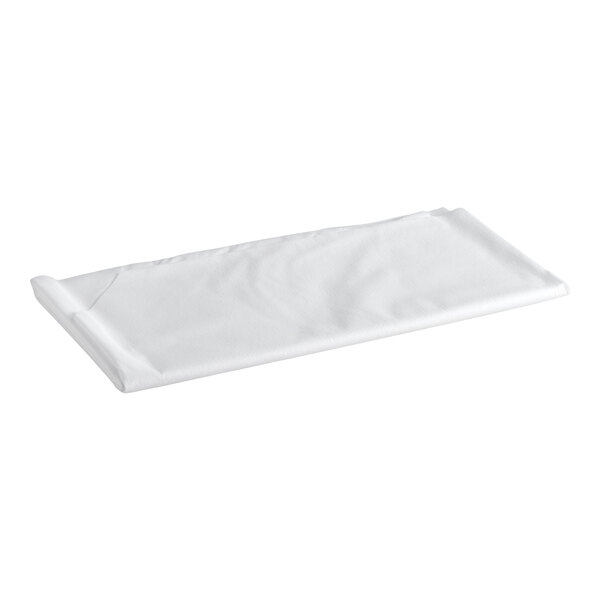 An 82-inch octagonal white linen-like table cover.