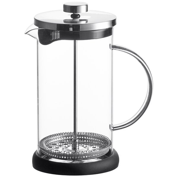 Acopa 33 oz. Glass / Silver French Coffee Press - 4/Case