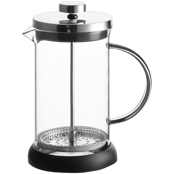 Acopa 20 oz. Glass / Silver French Coffee Press - 4/Case