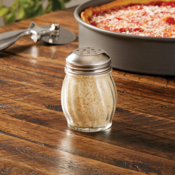 American Metalcraft 6 oz. Glass Swirl Shaker with Stainless Steel Perforated Top - 36/Case