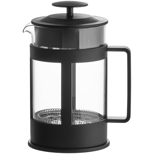 Acopa 27 oz. Glass / Black French Coffee Press - 4/Case