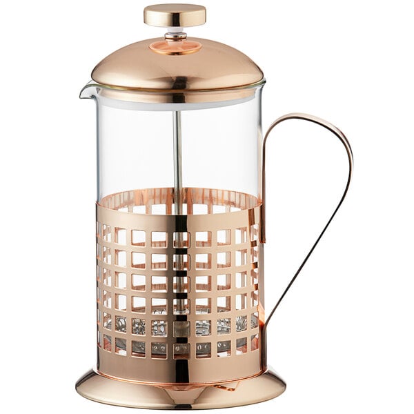 Acopa 20 oz. Glass / Copper French Coffee Press - 4/Case