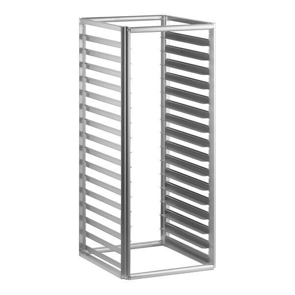 A full height metal sheet pan rack designed for use in reach-in refrigerators.