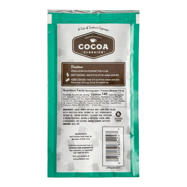 Cocoa Classics Mint and Chocolate Cocoa Mix Packet 1.25 oz. - 36/Case