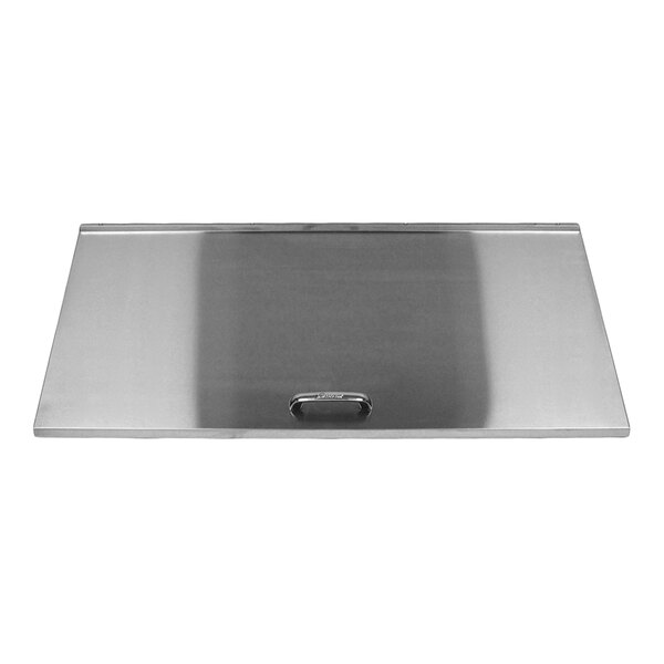 A large rectangular stainless steel lid with a handle, measuring 41 inches by 22 inches.