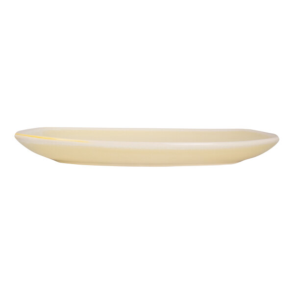 International Tableware Hearth 9" x 4 3/8" Lemon Rectangular Coupe Stoneware Platter - 24/Case