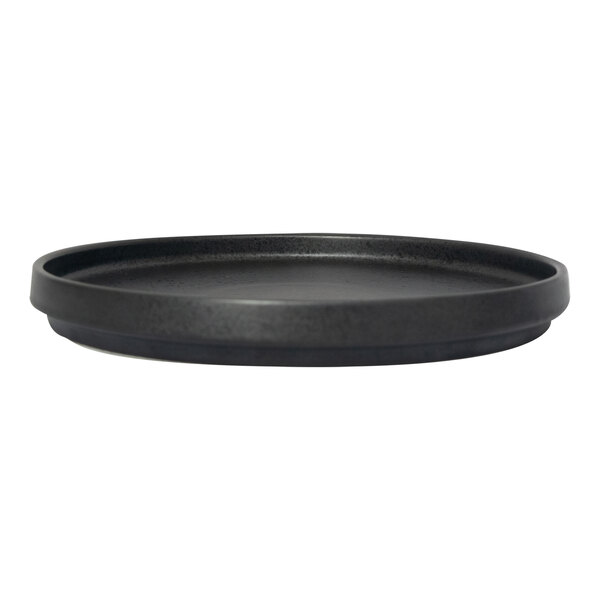 International Tableware Alloy 9 7/8" Carbon Black Raised Rim Round Stoneware Plate - 12/Case