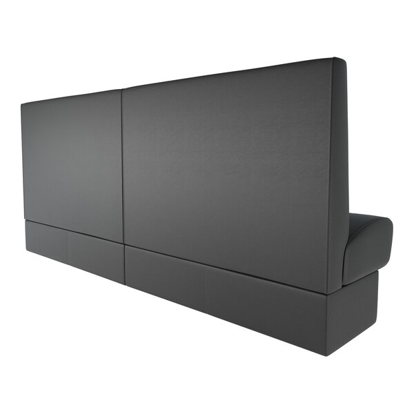 A long, high-back ebony wall booth banquette with a plain design.