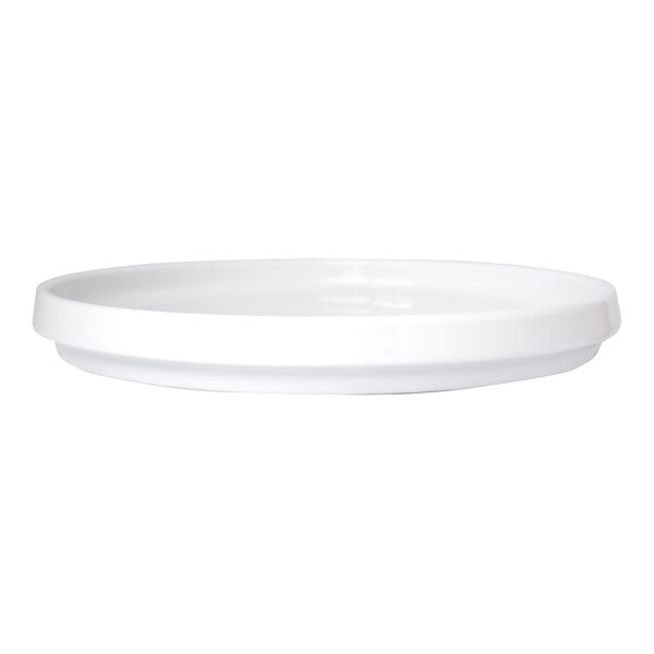 International Tableware Torino Stak 9 7/8" European White Round Porcelain Raised Rim Plate - 12/Case