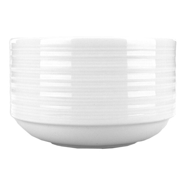 International Tableware Marzano 9 oz. Round Bright White Porcelain Bouillon Bowl - 24/Case