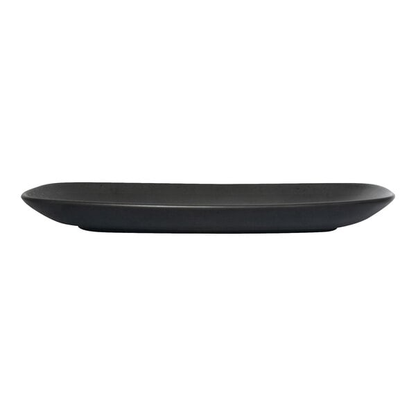 International Tableware Alloy 14" x 7 1/2" Carbon Black Rectangular Stoneware Platter - 12/Case