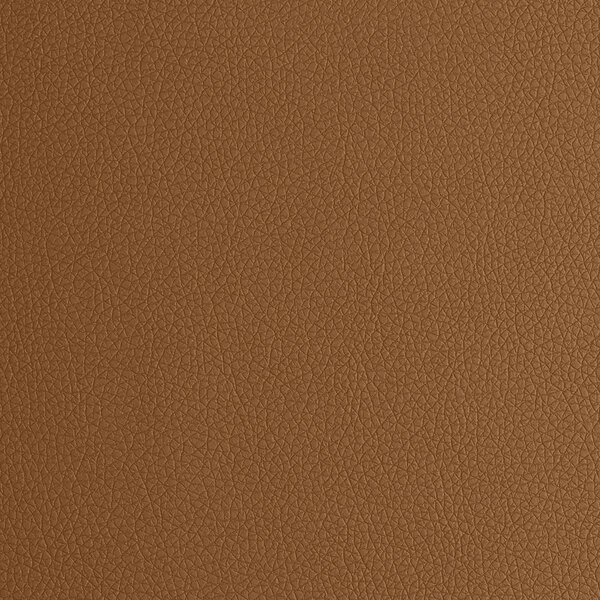 An oversized modular ottoman upholstered in brown faux leather with a tufted design.