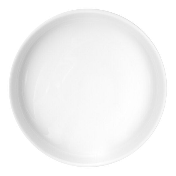 A round, white porcelain plate.
