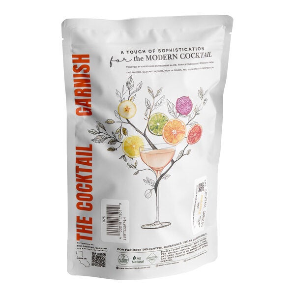 A resealable pouch of The Cocktail Garnish dried pineapple full slices.