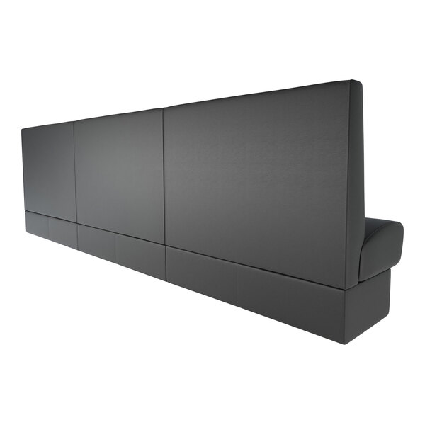 A long, high-backed ebony-colored wall booth banquette with a plain design.