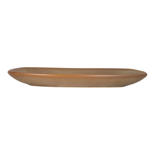 International Tableware Hearth 9" x 4 3/8" Espresso Rectangular Coupe Stoneware Platter - 24/Case