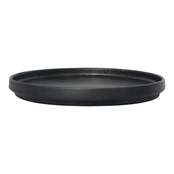 International Tableware Alloy 6 1/2" Carbon Black Raised Rim Round Stoneware Plate - 24/Case