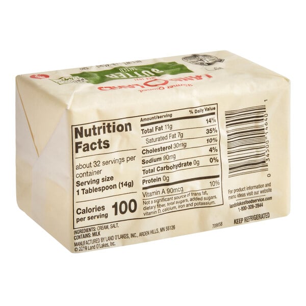 Land O Lakes Salted Sweet Cream Grade AA Butter Solid 1 lb. - 36/Case