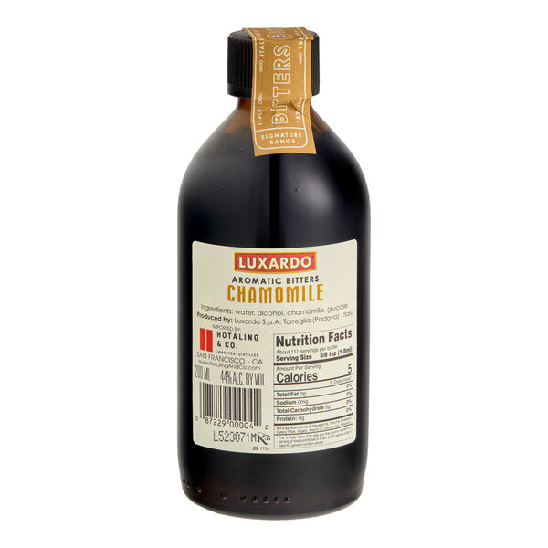A 200 mL bottle of Luxardo Chamomile Aromatic Cocktail Bitters.