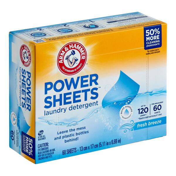 Arm & Hammer® Power Sheets Fresh Breeze Liquidless Laundry Detergent Sheets - 60/Pack