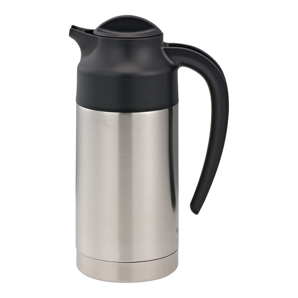 Service Ideas SteelVac™ 23.7 oz. Stainless Steel Insulated Creamer with Black Lid S2SN70 - 6/Case
