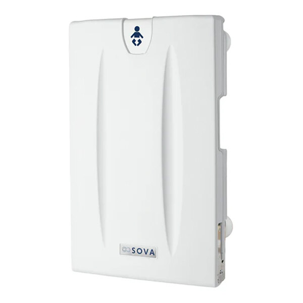 A light gray surface-mount vertical baby changing station.