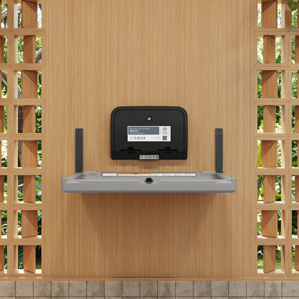 Sova Element 20HS0210 Dark Gray Wall-Mount Horizontal Baby Changing Station / Table with Dual Liner Dispenser