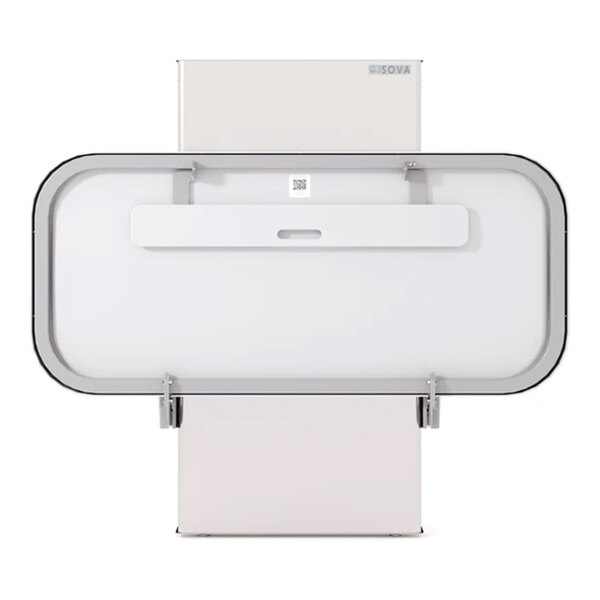 A height-adjustable changing station or table with a wide, rectangular surface and rounded edges.