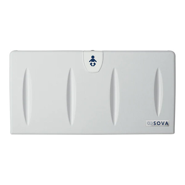 A light gray surface-mount horizontal baby changing station with an EZ mount backer plate.