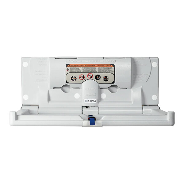 A light gray surface-mount horizontal baby changing station with an EZ mount backer plate.