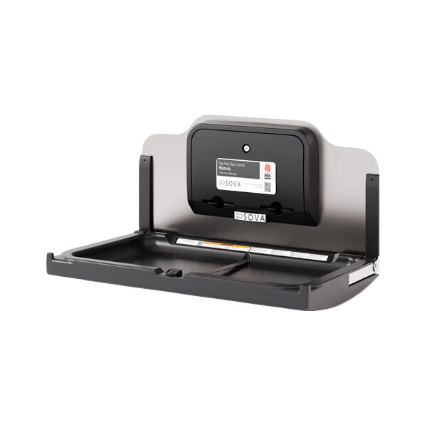 Sova Element 20HS0402 Black Wall-Mount Horizontal Baby Changing Station / Table with Backsplash and Dual Liner Dispenser