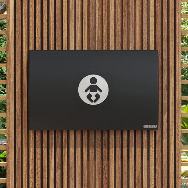 Sova Element 20HS0402 Black Wall-Mount Horizontal Baby Changing Station / Table with Backsplash and Dual Liner Dispenser