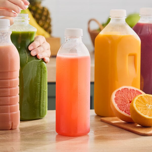 Captiva Containers 52 oz. Square Milkman rPET Clear Juice Bottle with Grip - 60/Case