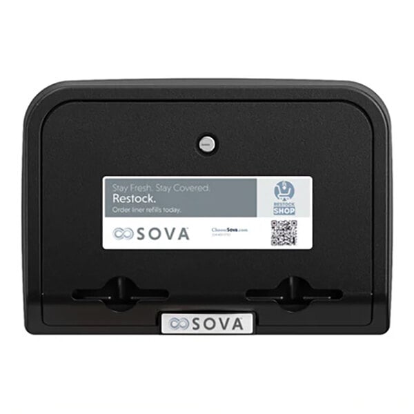 A black wall-mount dual liner dispenser for baby changing stations.