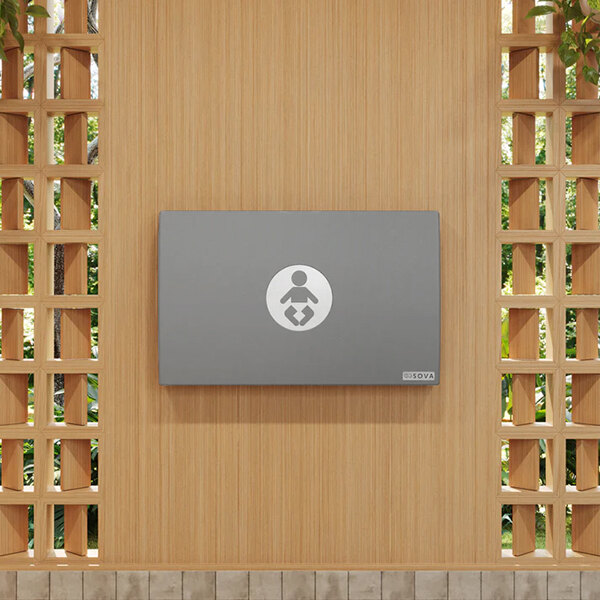 Sova Element 20HS0310 Dark Gray Wall-Mount Horizontal Baby Changing Station / Table with Backsplash